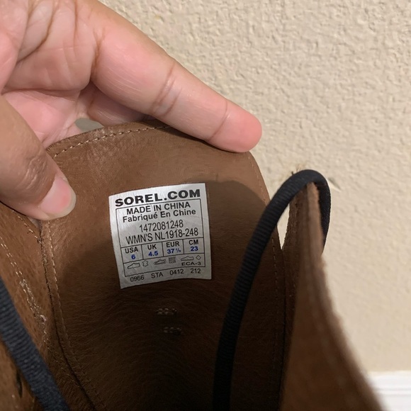 Sorel Joan Of Arctic Wedge Tall Leather Boots Lace Up EUC Size - 6 - Picture 8 of 9